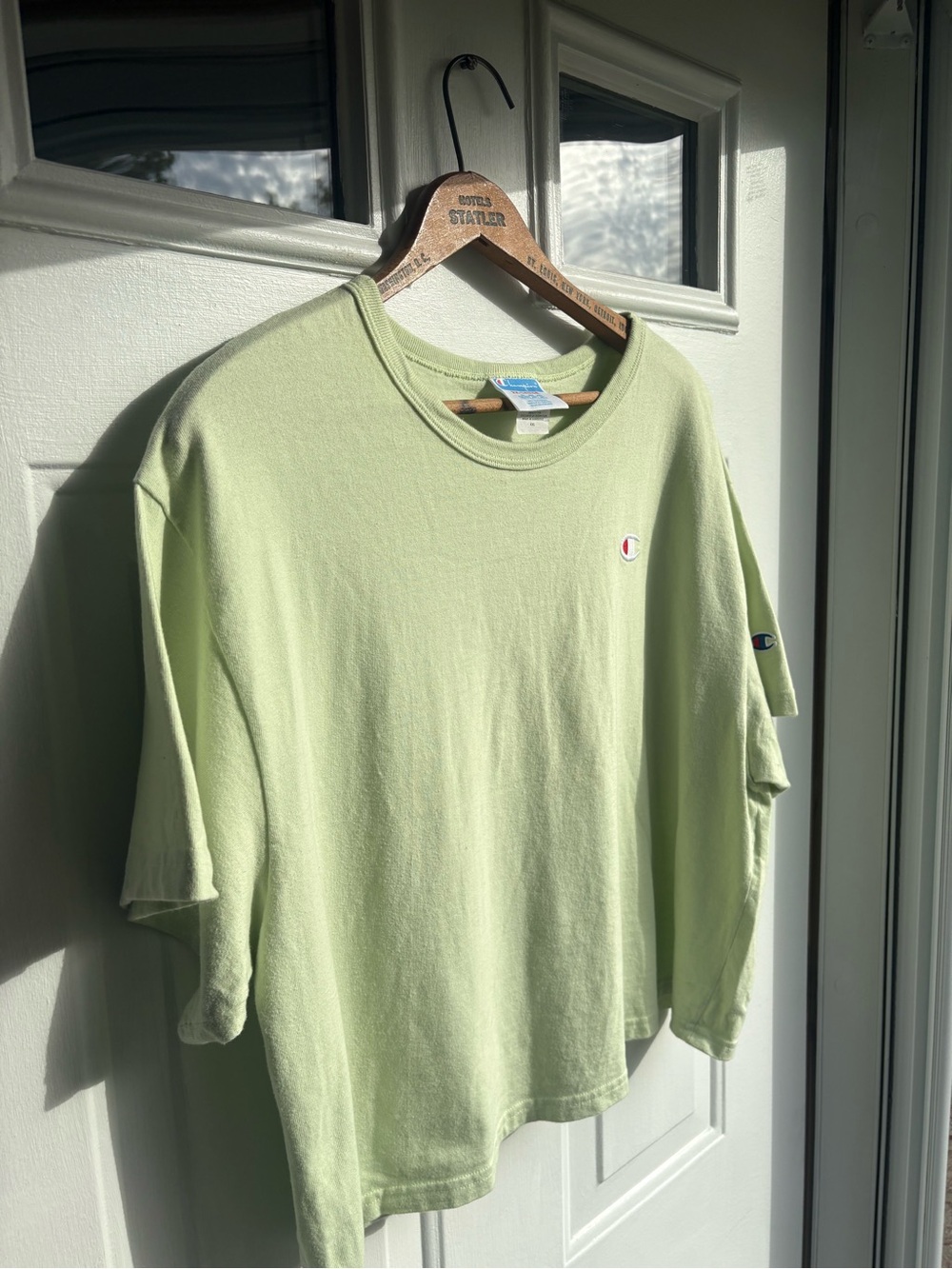 Champion Women’s Light Green 100% Cotton XXL Short Sleeve Crew Neck Logo T-Shirt